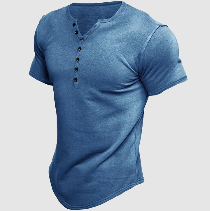Athletisches Henley T-Shirt Herren Kurzarm Sommer Basic