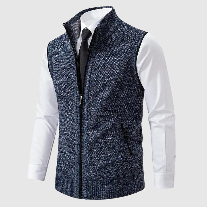Ärmellose Strickweste Herren Pullunder Wollmix Zip