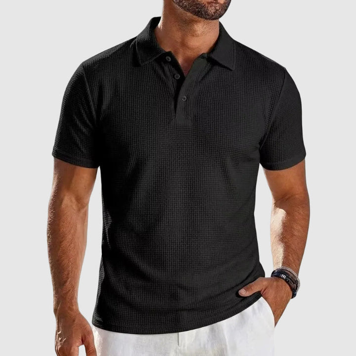 Strukturiertes Strick Poloshirt Herren Kurzarm Polo