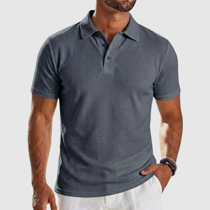 Strukturiertes Strick Poloshirt Herren Kurzarm Polo