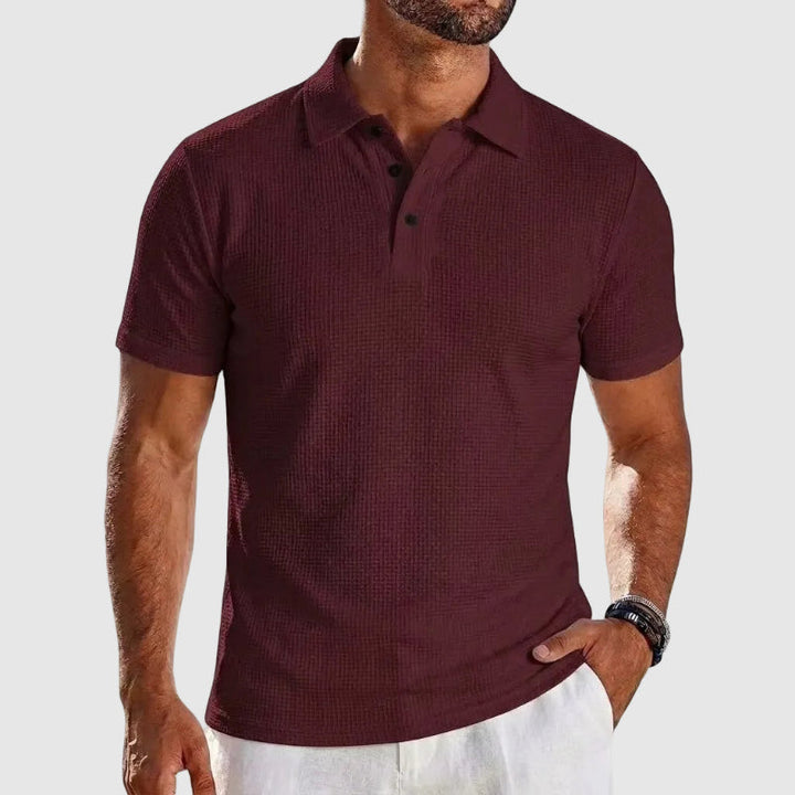 Strukturiertes Strick Poloshirt Herren Kurzarm Polo