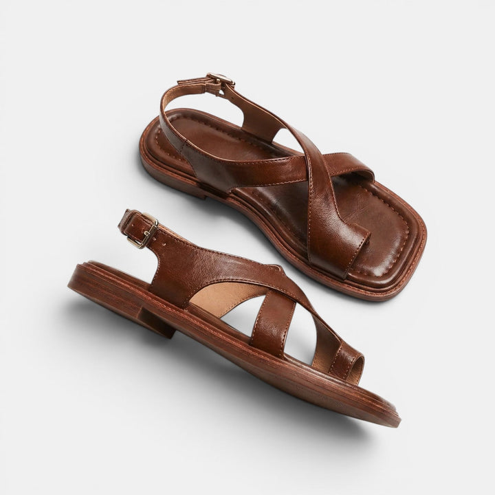 Navacava cross sandals in tan — warm old money summer tone