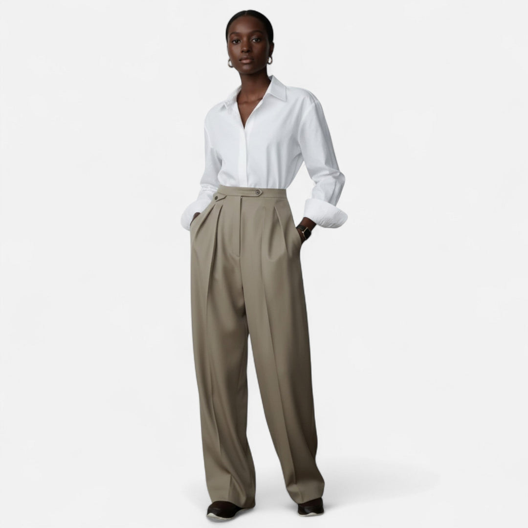 Navacava woollen wide-leg trousers full length — understated luxury