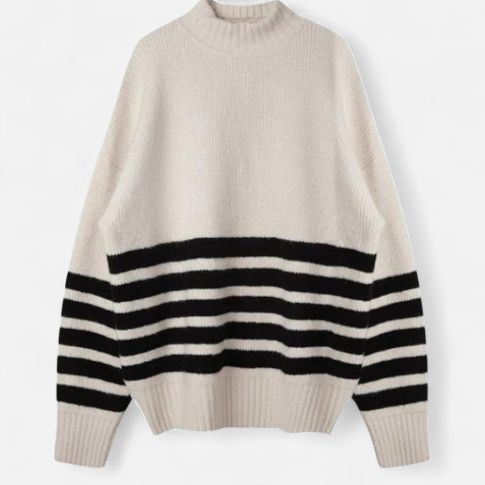 Navacava Coastal Stripe Sweater in white — relaxed old money knit