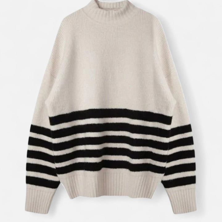 Navacava Coastal Stripe Sweater in white — relaxed old money knit