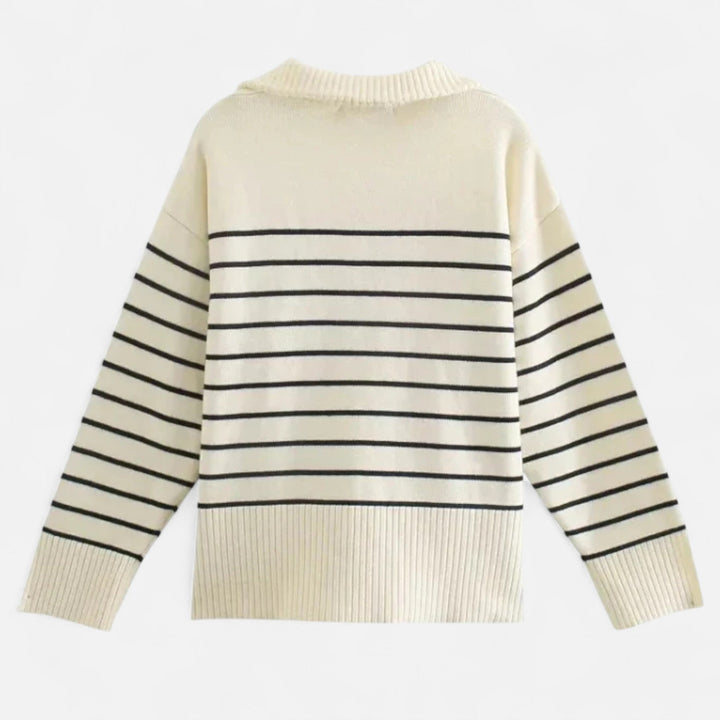 Navacava chic knit sweater front detail — soft refined fabric