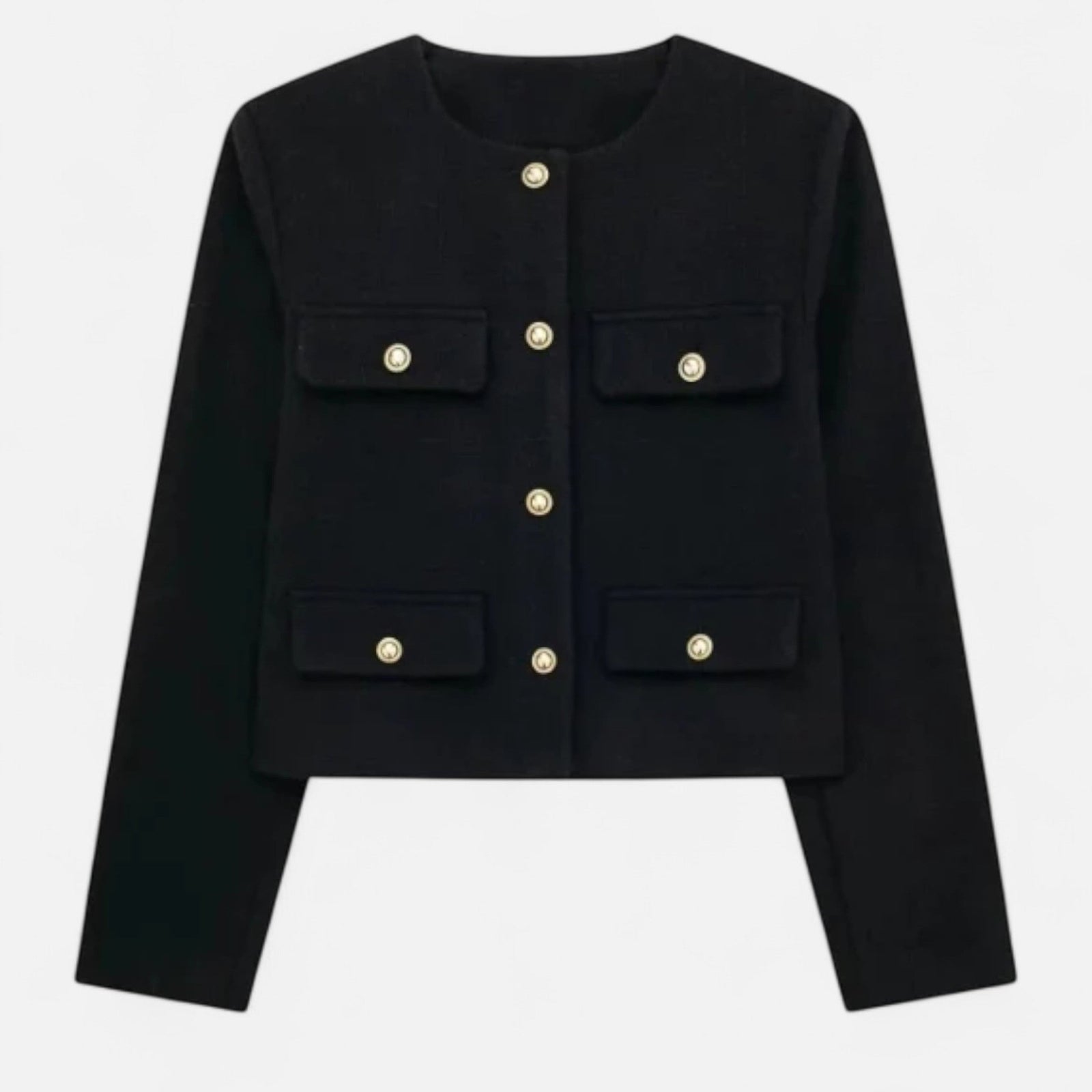 Navacava crop blazer front view — structured feminine silhouette