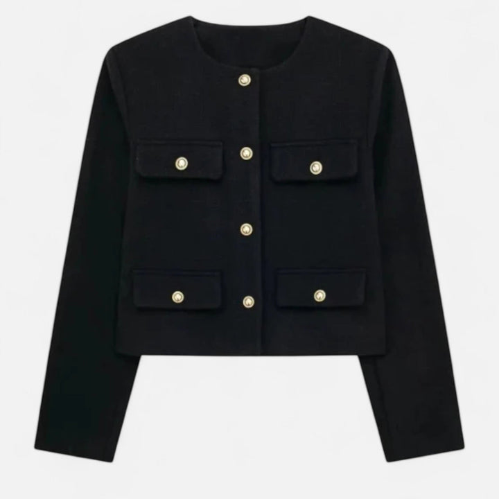 Navacava crop blazer front view — structured feminine silhouette