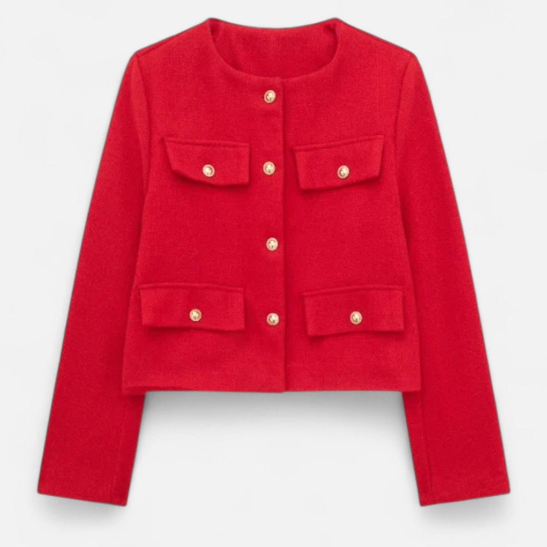 Navacava crop blazer side view — clean structured silhouette