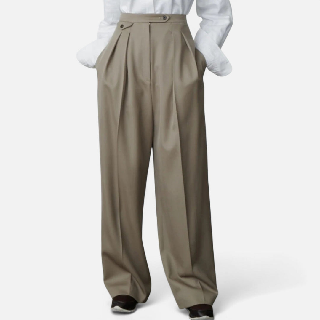 Navacava woollen trousers front view — soft oversized silhouette