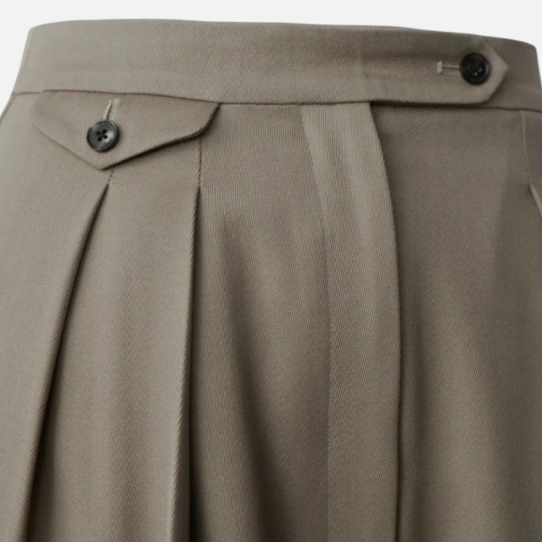 Navacava oversized trousers back view — classic polished drape