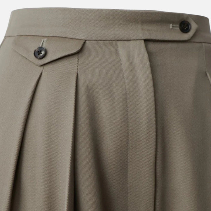 Navacava oversized trousers back view — classic polished drape