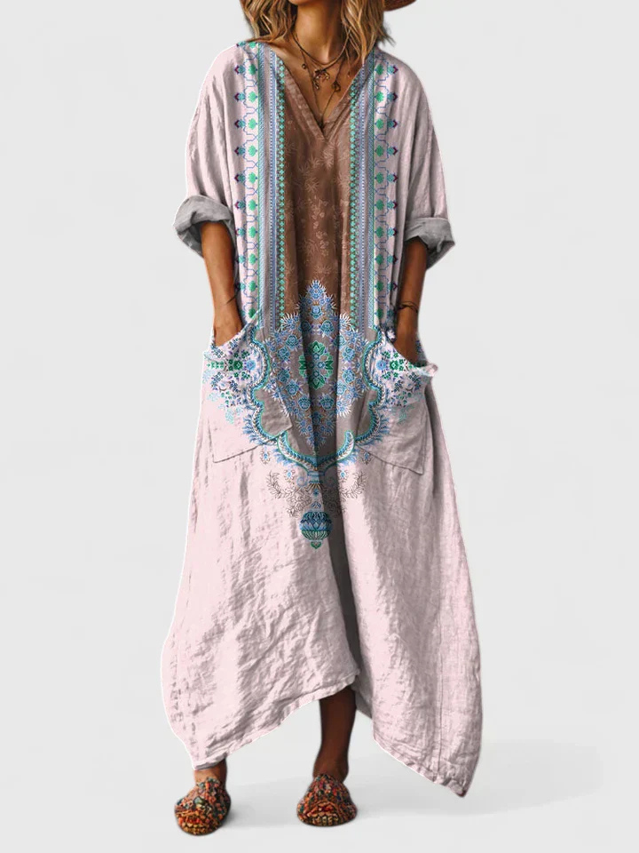 Indra Cotton Boho Print Maxi Dress | Women&