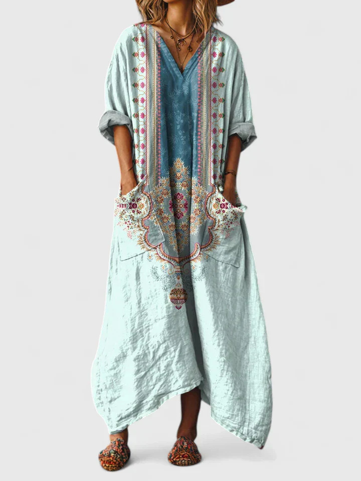 Indra Cotton Boho Print Maxi Dress | Women&