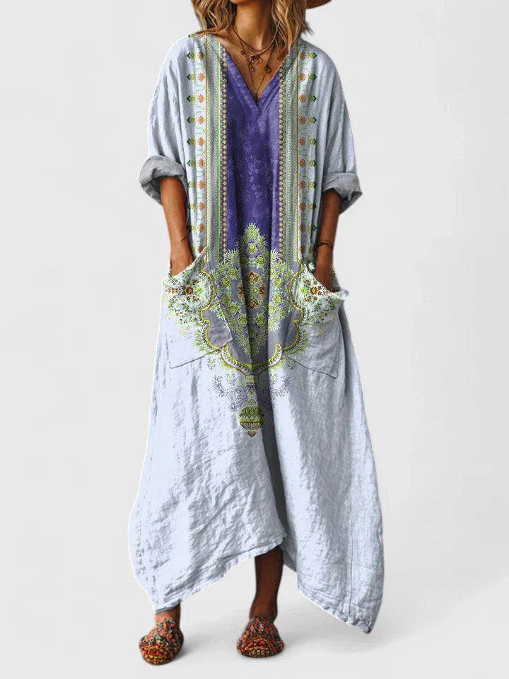 Indra Cotton Boho Print Maxi Dress | Women&