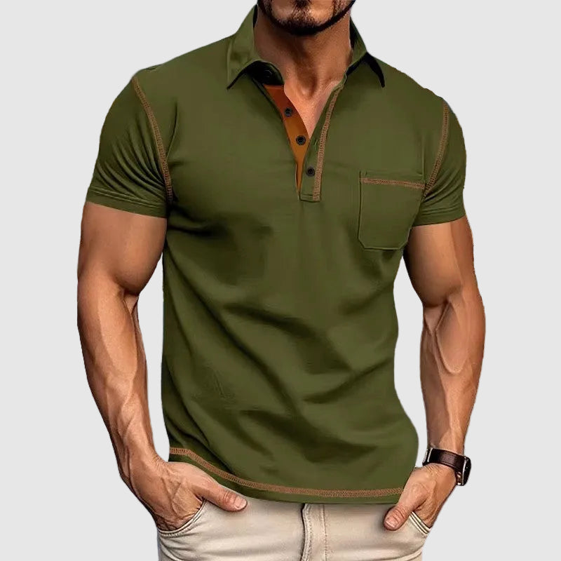 Kontrast Kurzarm Poloshirt Herren Sommer Polo Casual
