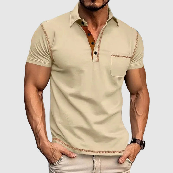 Kontrast Kurzarm Poloshirt Herren Sommer Polo Casual