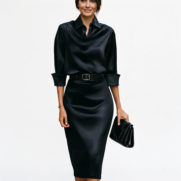 Katherine Satin Cocktail Midi Dress | Women&