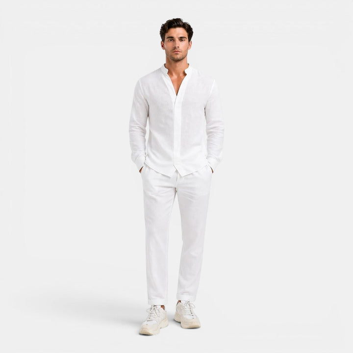 Entspanntes Leinen Set Herren Sommer Zweiteiler Hemd