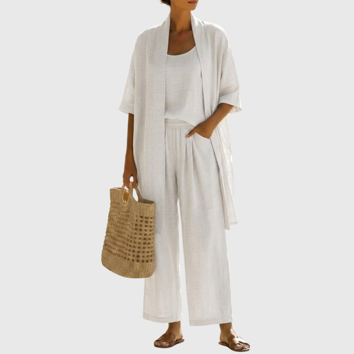 Olivia Linen-Cotton Three-Piece Set | Women&