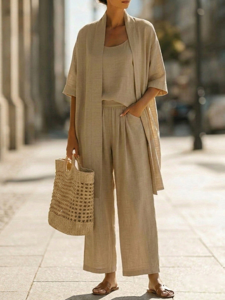 Olivia Linen-Cotton Three-Piece Set | Women&