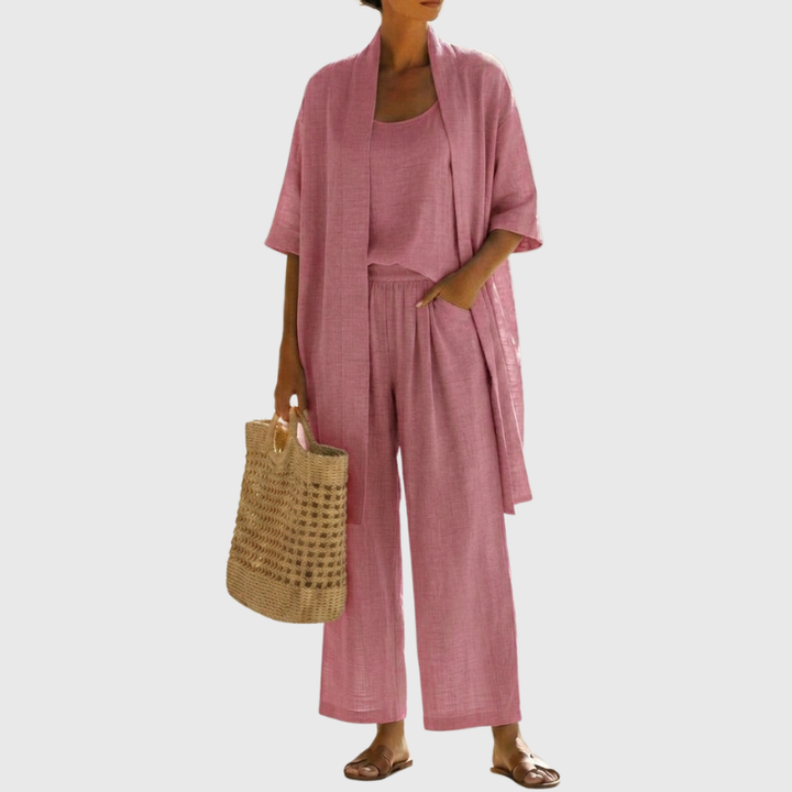 Olivia Linen-Cotton Three-Piece Set | Women&