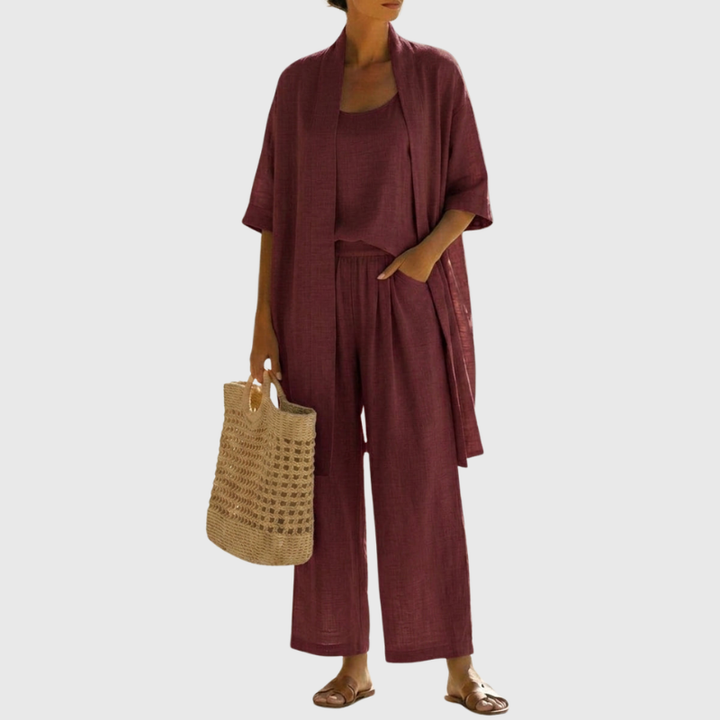 Olivia Linen-Cotton Three-Piece Set | Women&