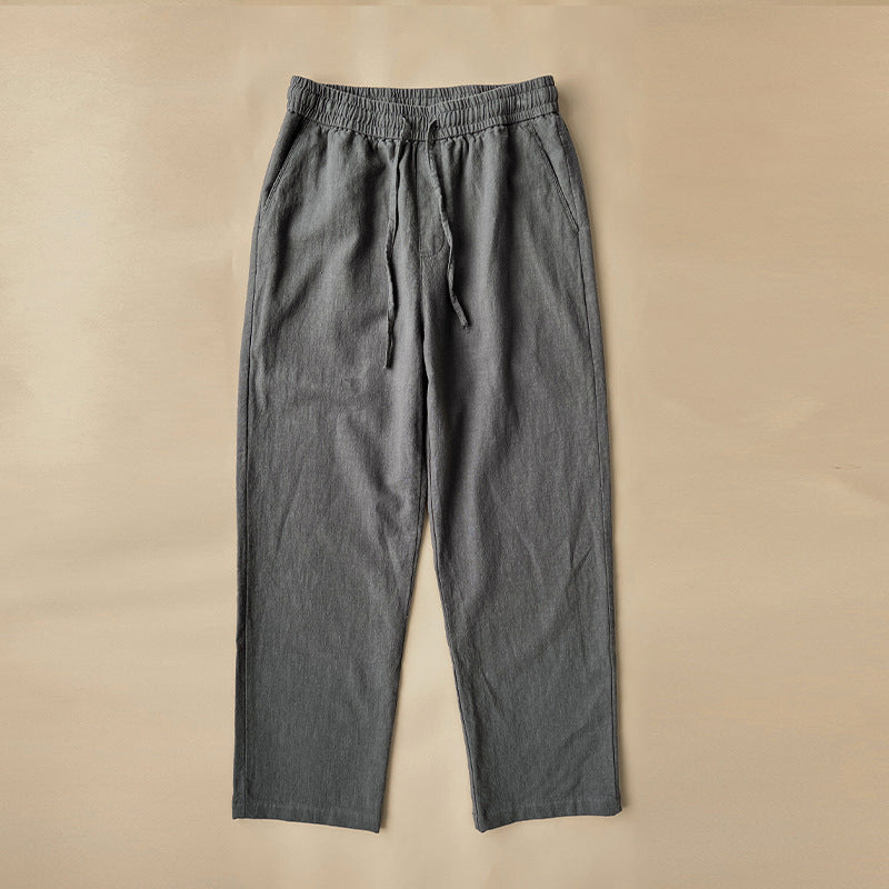 Lockere Leinenhose Herren Kordelzug Sommer Strand Hose