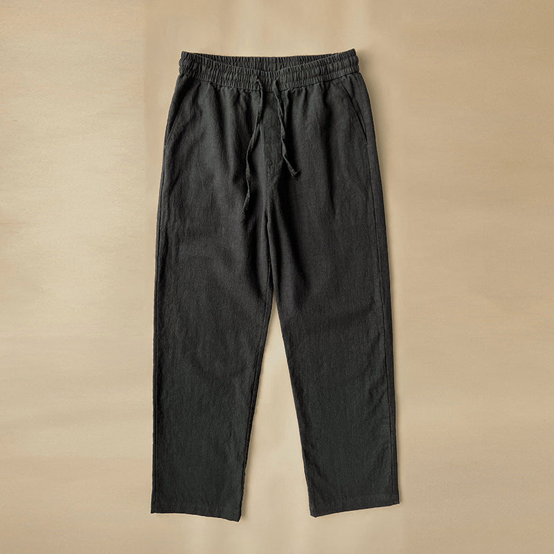 Lockere Leinenhose Herren Kordelzug Sommer Strand Hose