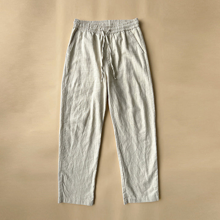 Lockere Leinenhose Herren Kordelzug Sommer Strand Hose