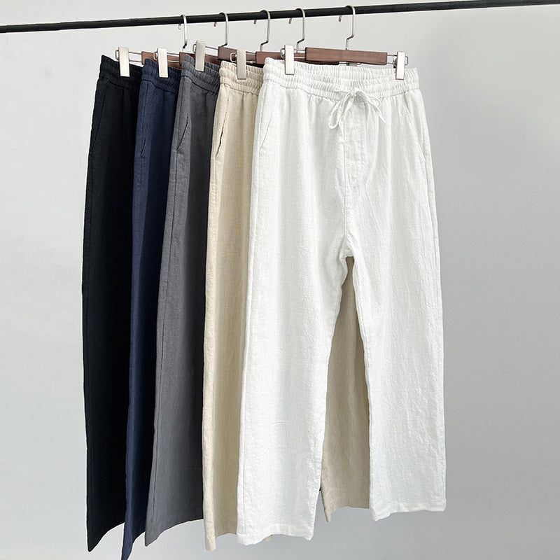 Lockere Leinenhose Herren Kordelzug Sommer Strand Hose