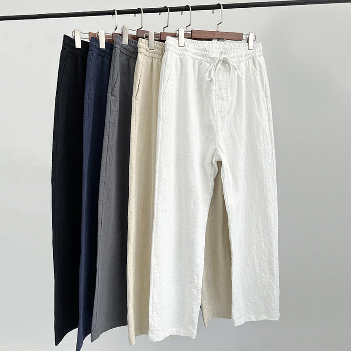 Lockere Leinenhose Herren Kordelzug Sommer Strand Hose