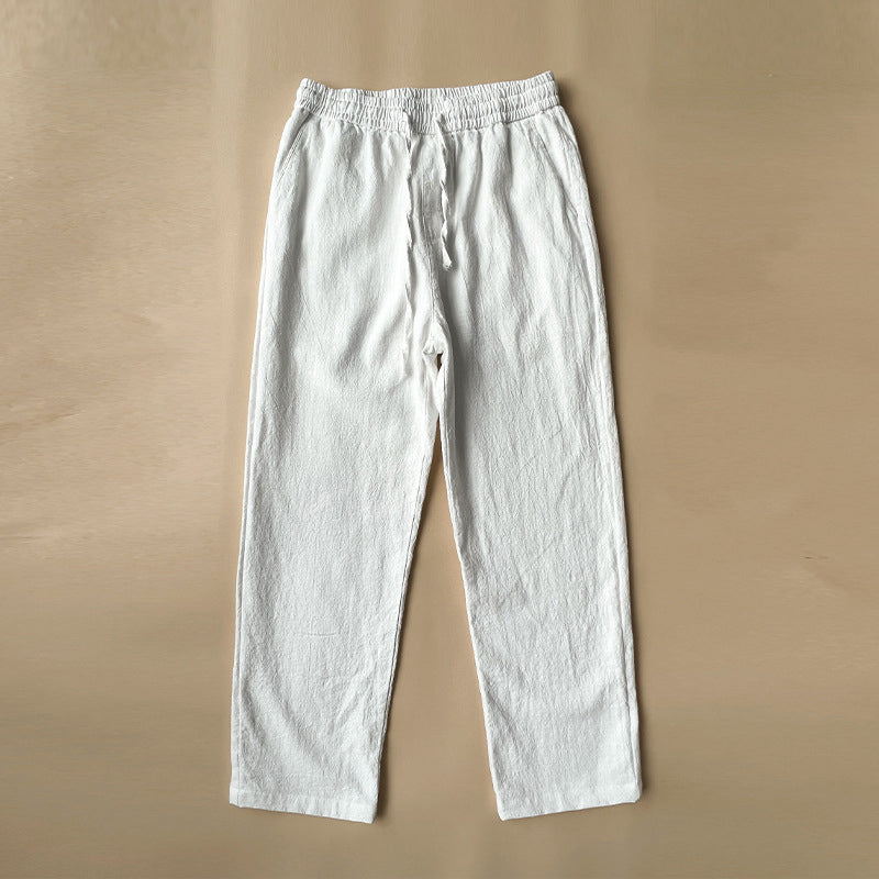 Lockere Leinenhose Herren Kordelzug Sommer Strand Hose