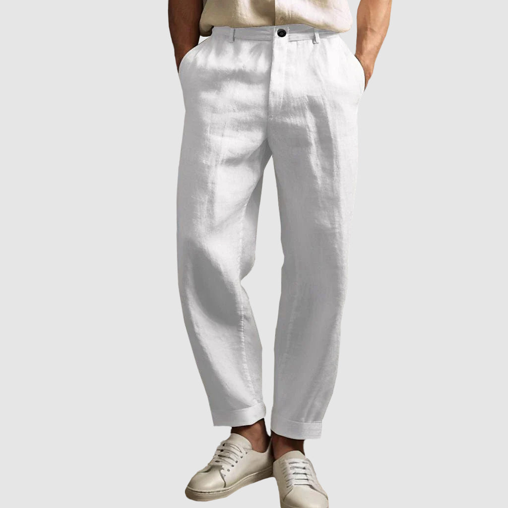 Gerade Leinenhose Herren Sommer Atmungsaktiv Elegant