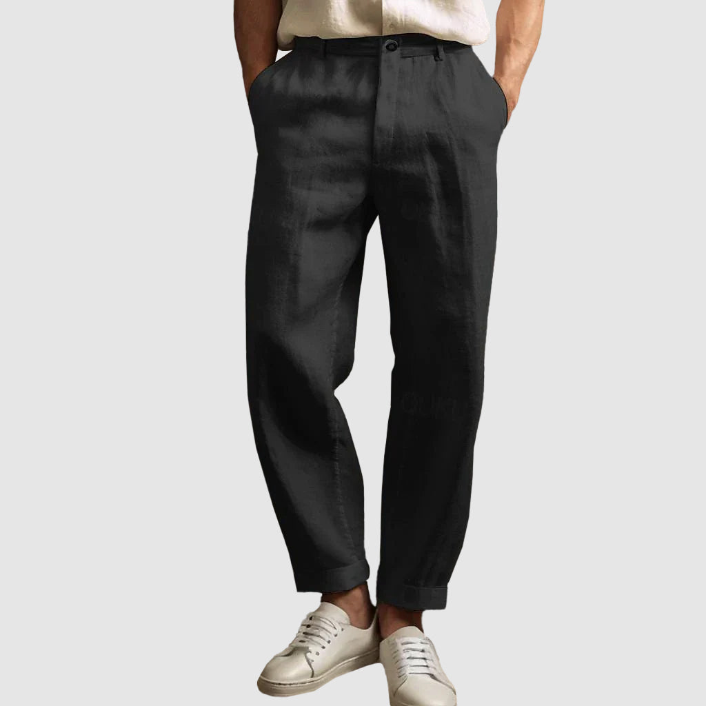 Gerade Leinenhose Herren Sommer Atmungsaktiv Elegant