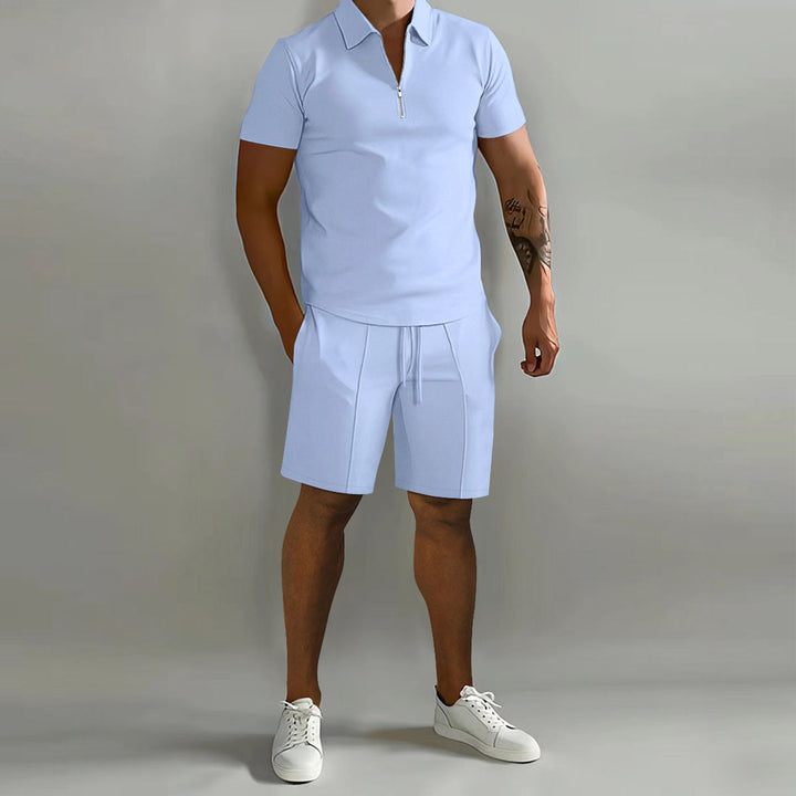 Sommer Zweiteiler Set Herren Sportlich Hemd Shorts