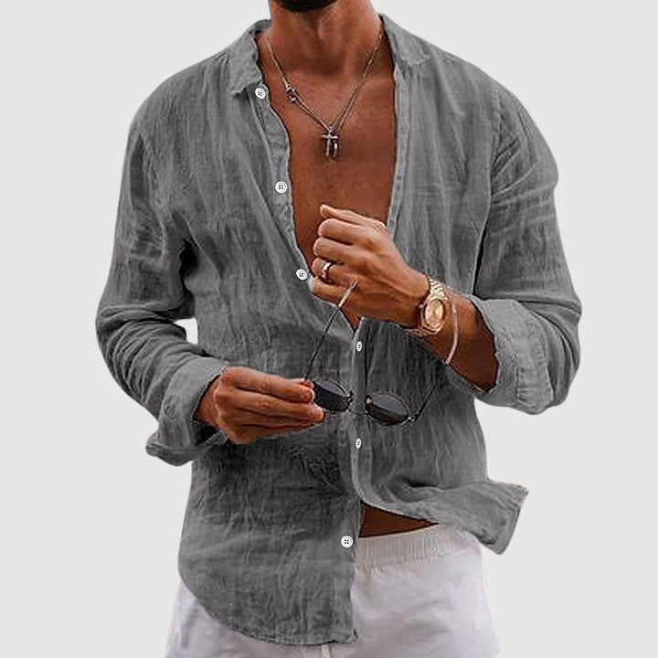 Leichtes Leinenhemd Herren Sommer Button-Down Hemd