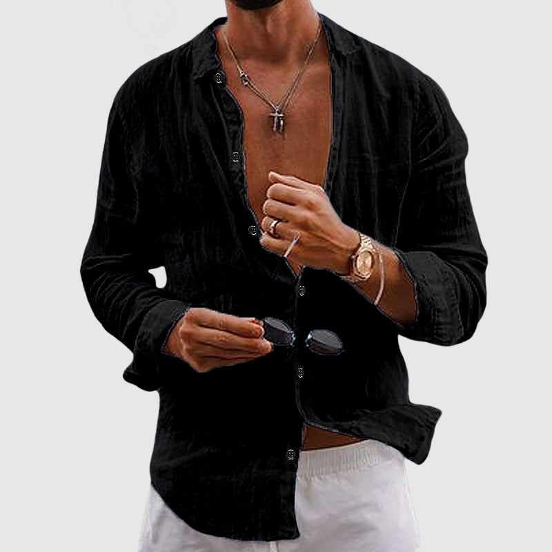 Leichtes Leinenhemd Herren Sommer Button-Down Hemd