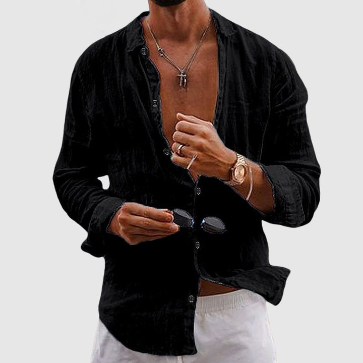 Leichtes Leinenhemd Herren Sommer Button-Down Hemd