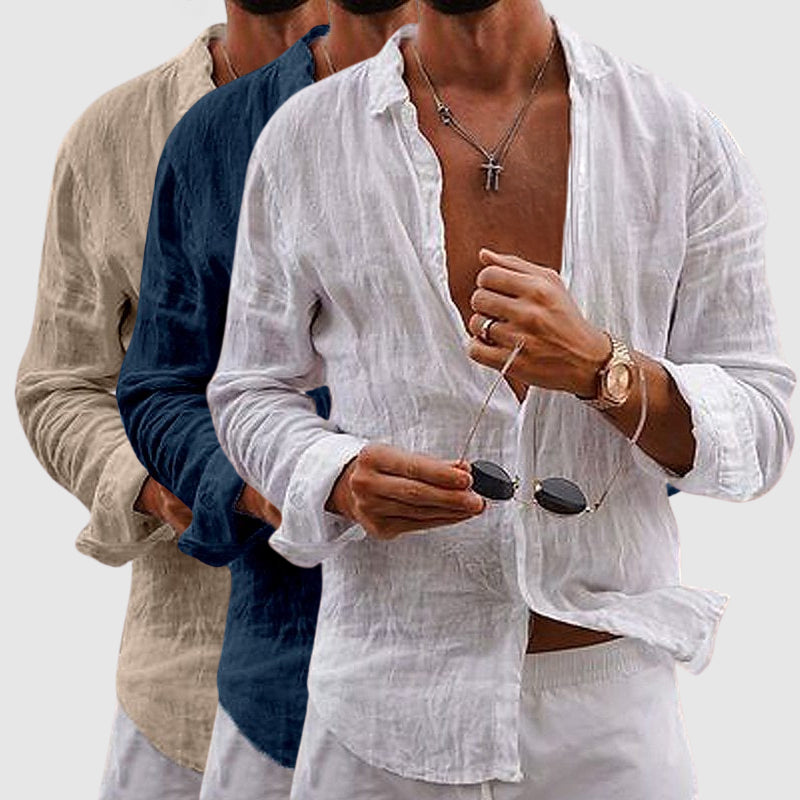 Leichtes Leinenhemd Herren Sommer Button-Down Hemd