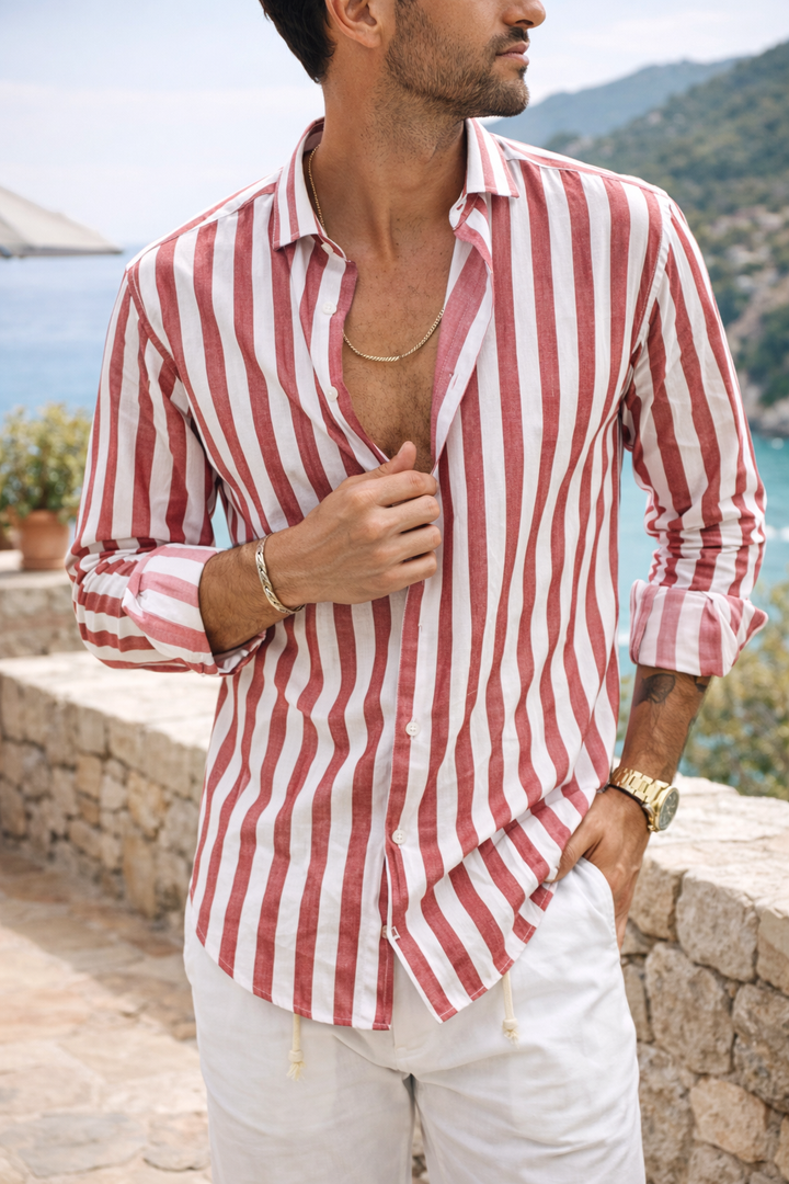 Gestreiftes Button-Down Hemd Herren Smart Casual Sommer