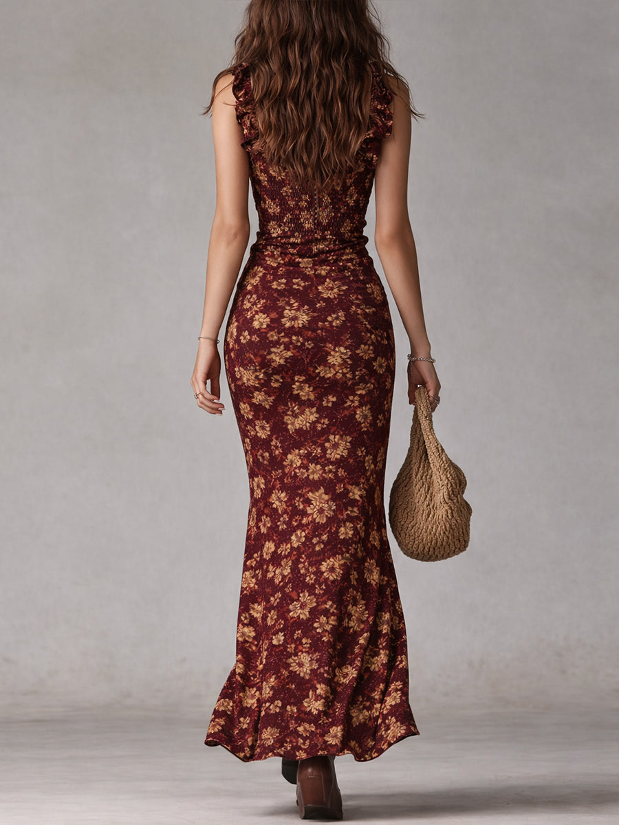 Katharina Bohemian Ruffle Sleeve Maxi Dress | Women&