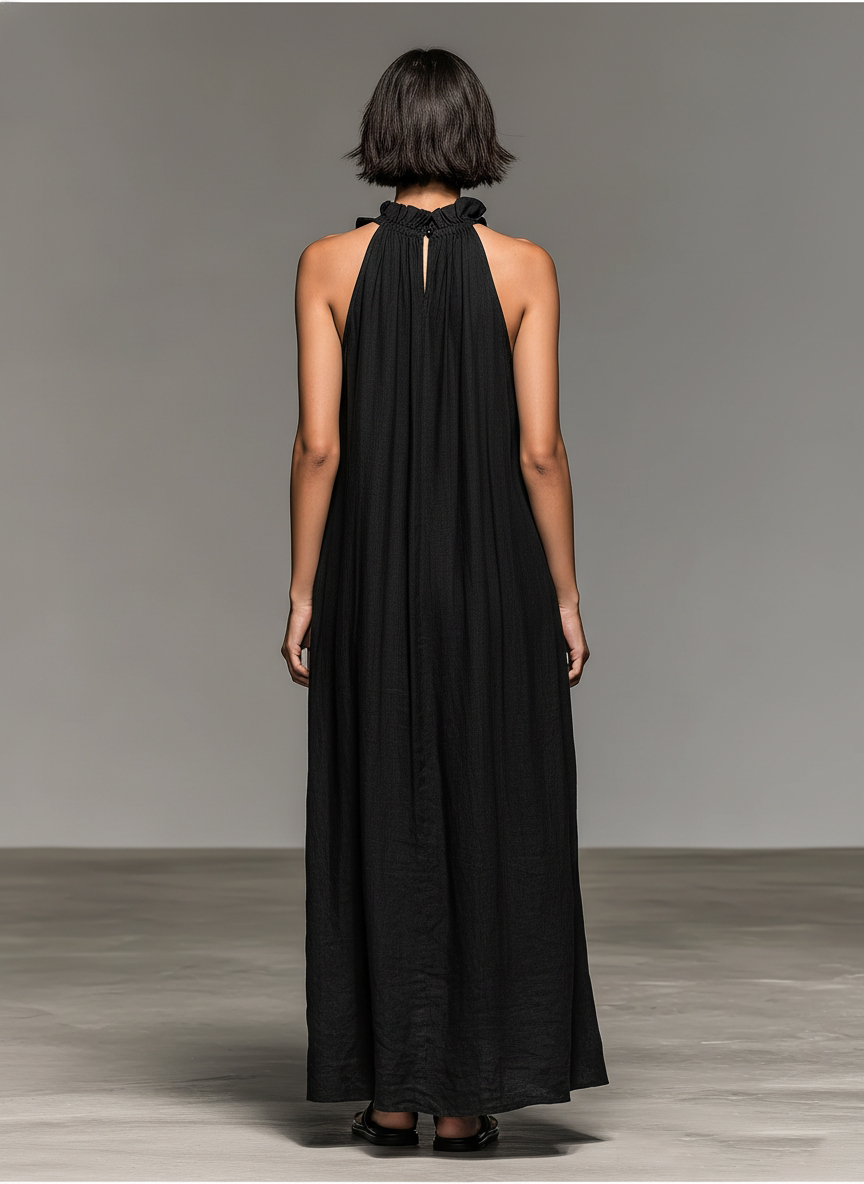Dahlia Linen-Blend Ruffle Trim Sleeveless Maxi Dress | Women&