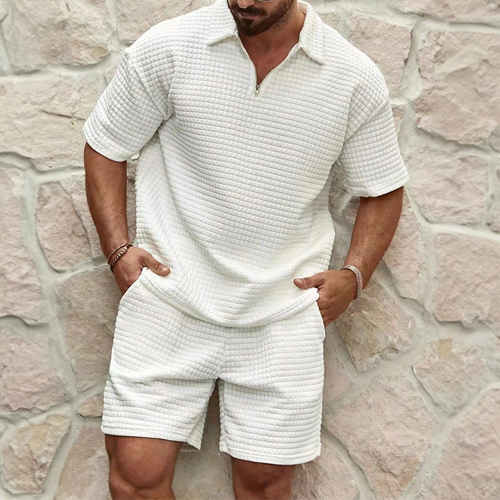 Sportliches Polo Shorts Set Herren Halbzip Sommer