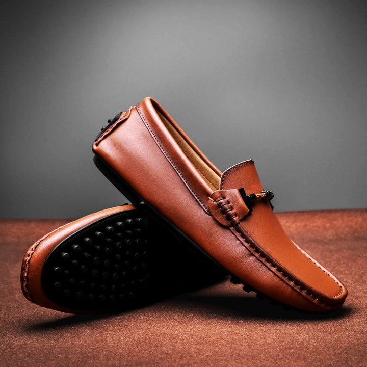Echtleder Mokassins Herren Slipper Slip-On Gummisohle