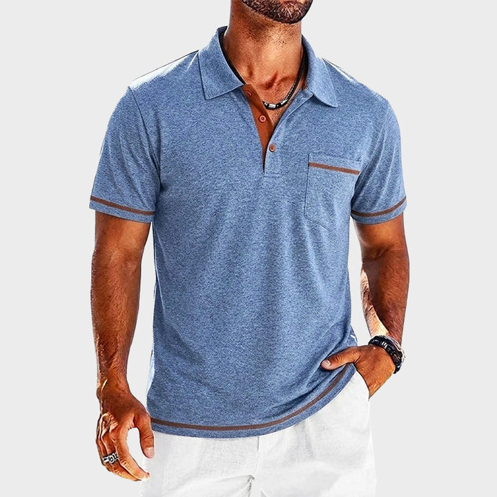 Kontrast Strick Poloshirt Herren Vintage Kurzarm Polo