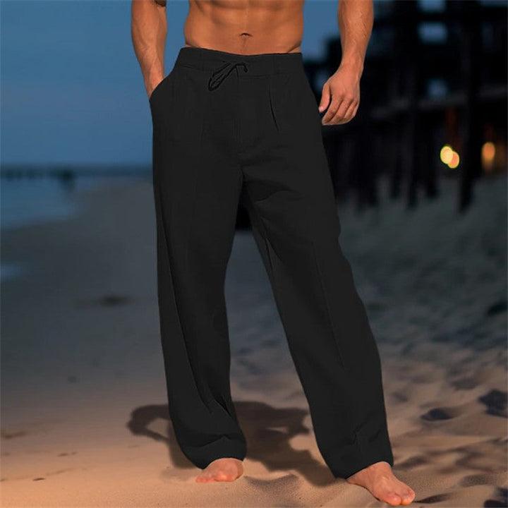 Leichte Strandhose Herren Leinen Sommer Kordelzug Hose