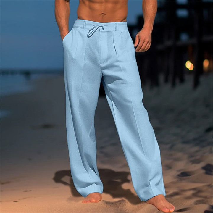 Leichte Strandhose Herren Leinen Sommer Kordelzug Hose