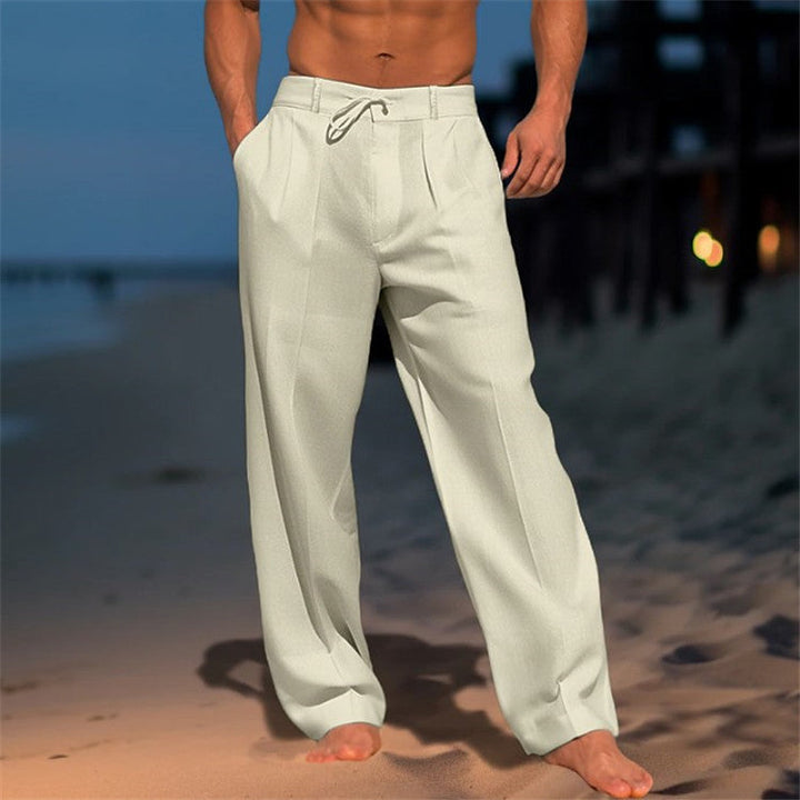 Leichte Strandhose Herren Leinen Sommer Kordelzug Hose