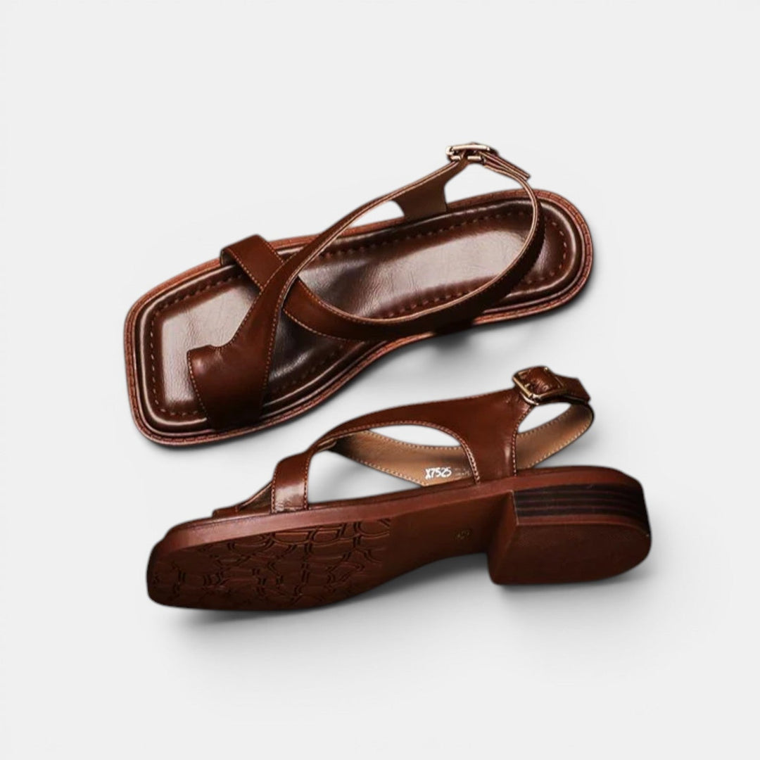 Navacava leather sandals strap detail — elegant premium finish